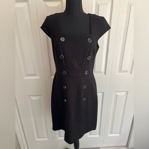 WHBM Black Double Breasted Silver/Black Buttoned Dress - SIZE 8